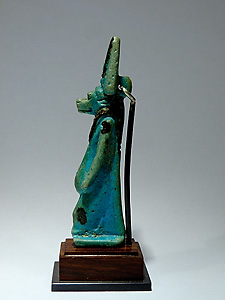 Amulet of the goddessThoueris standing - Faience with black dots